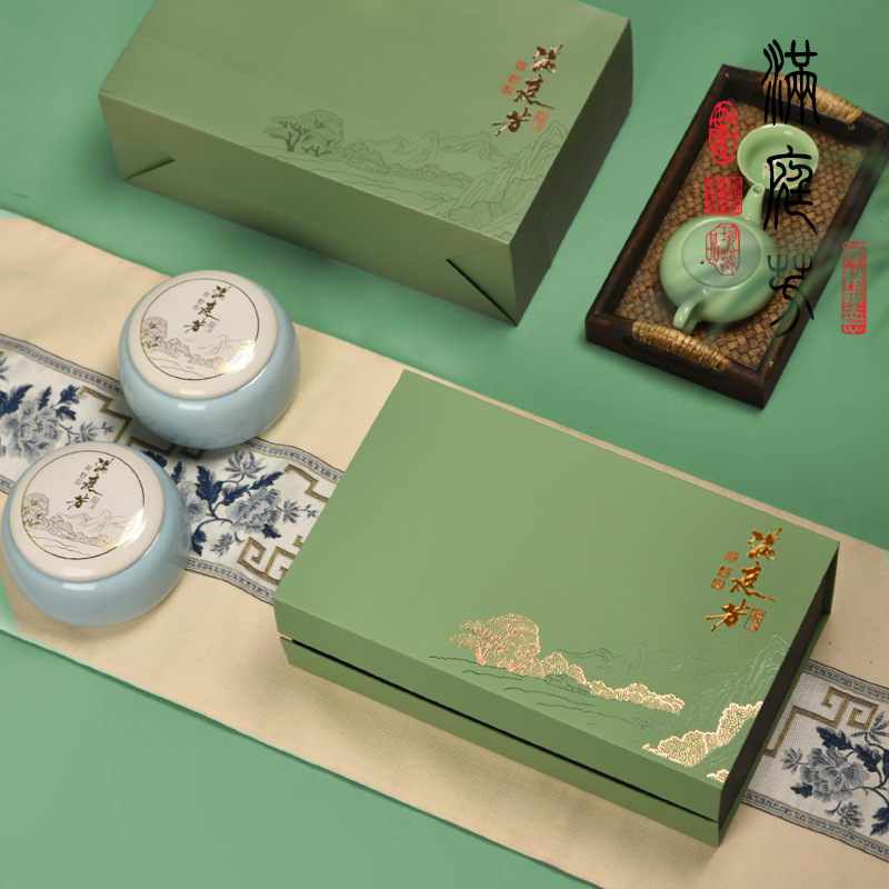 陶瓷茶叶罐礼盒装半斤装包装盒绿茶红茶瓷罐包装茶叶礼盒空盒批发