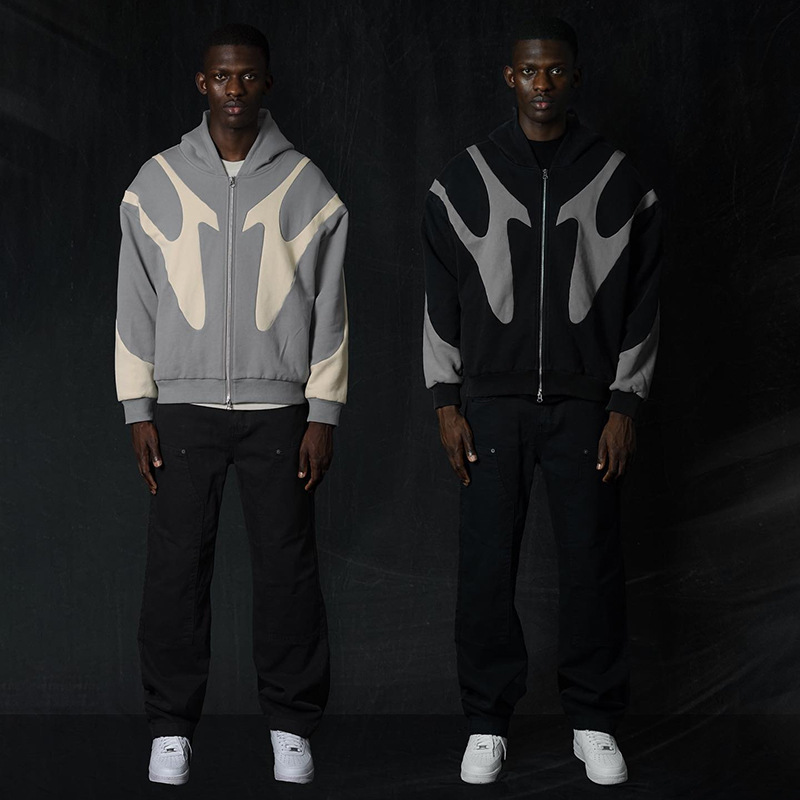 Men's Clothing Gothic hip hop punk style sweater stitching patchwork hoodie casual commuter top_ipsvogv.com