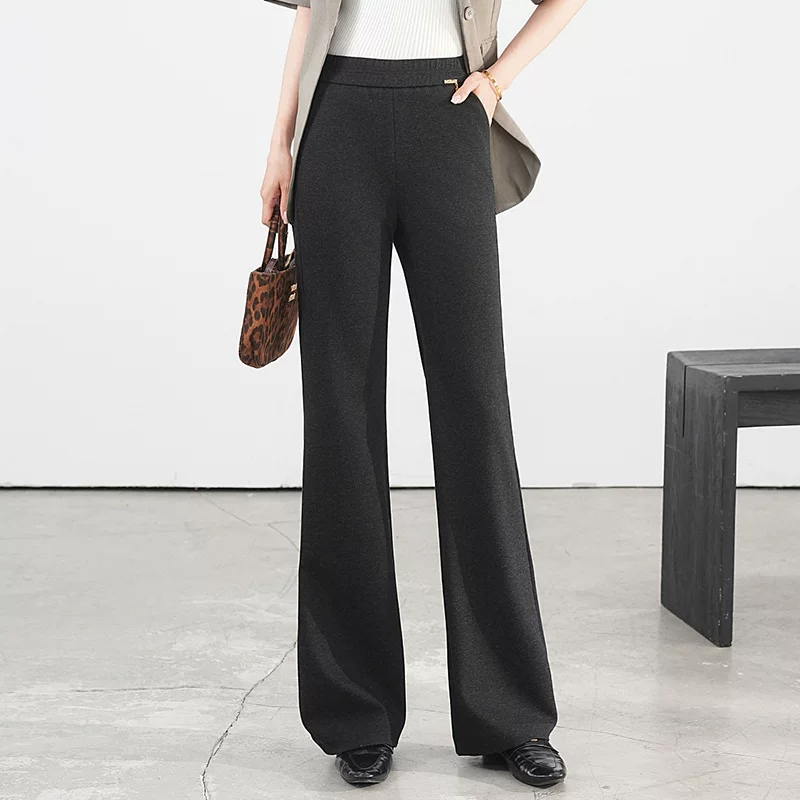 Универсальные spring flared trousers, свободный прямой крой, высокий пояс