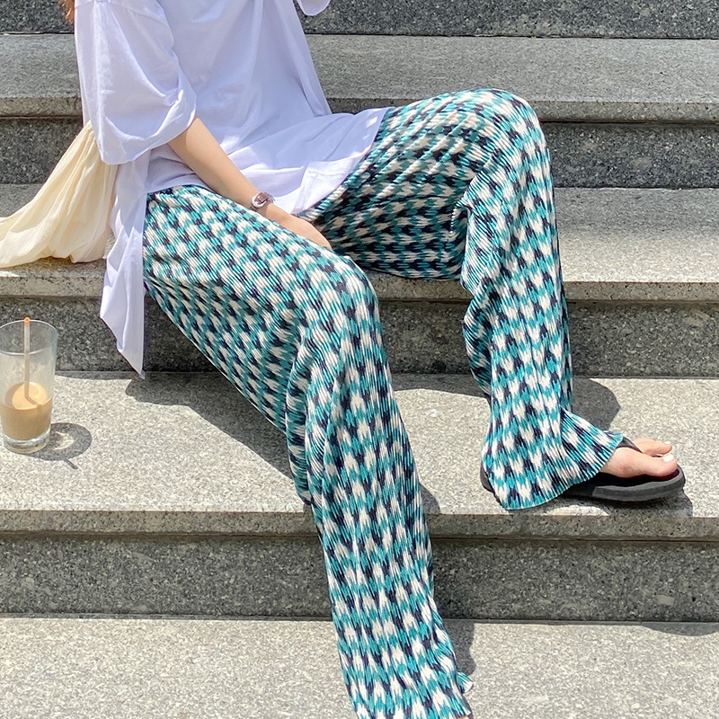 Pregnant Women's Pleated Wide-Leg Pants, Floor-Length New Chiffon Soft Belly-Supporting Pants, Postpartum High-Waisted Pants