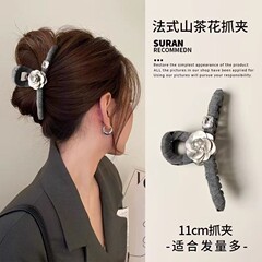 可爱灰色发夹蝴蝶结韩系大简约鲨鱼抓夹花朵布艺兔子夹发后脑勺
