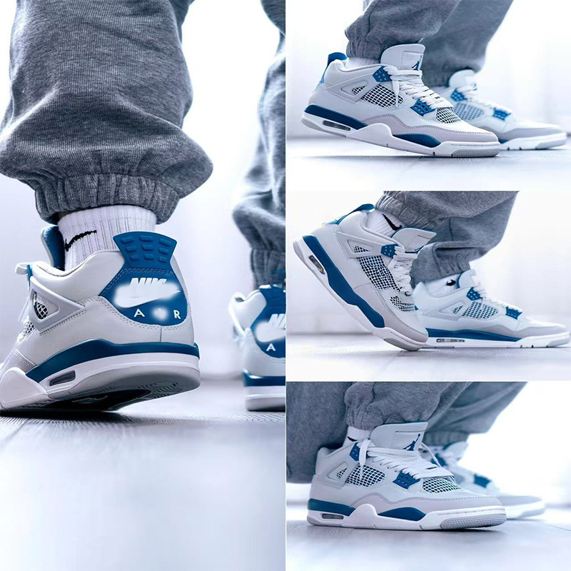 Putian Aj4 Basketball Shoes, Jordan 4 White Sail, Electric White, White Cement Air Cushion Sports Shoes, Cross-Border Men's and Women's Breathable Sports Shoes