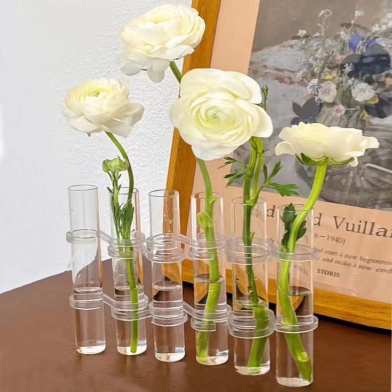 試験管花瓶風高価値ガラスネット有名人の装飾品花水耕栽培花器組み合わせ花瓶装飾|undefined