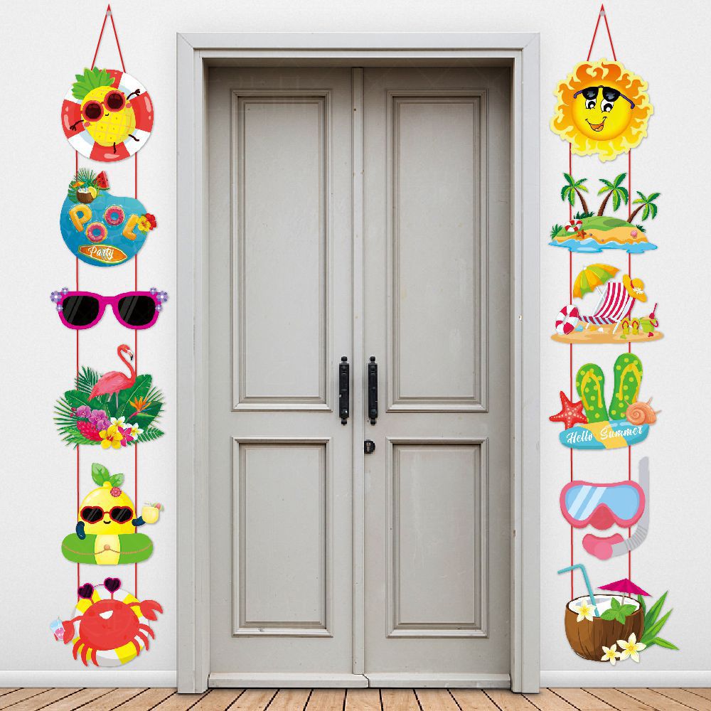 Verano playa tema fiesta de cumpleaños decoración puerta colgando bandera Hawaii decoración piscina escena diseño colgante ornamento
