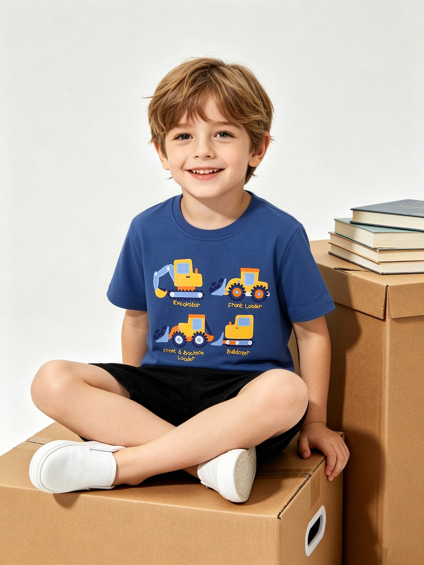 Nuevos productos de verano para niños camisetas de mangas cortas europeas y americanas para niños camisetas de moda de automóviles impresos para niños una camisa de cabello