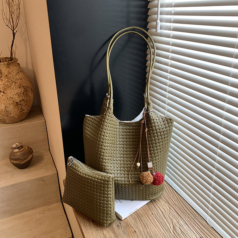 2025 nueva gran capacidad de transporte bolsa bolsa bolsa de mujer tejida bolsa de hombro universal bolsa de mano alta sensación bolsa madre