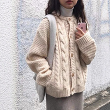 百搭加厚针织长袖开衫外套女潮ins春秋新款宽松慵懒风毛衣女学生