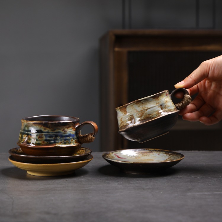 Ceramic Cup And Saucer Set Minimalist Creative Tea Coffee Mugs_voghion.com