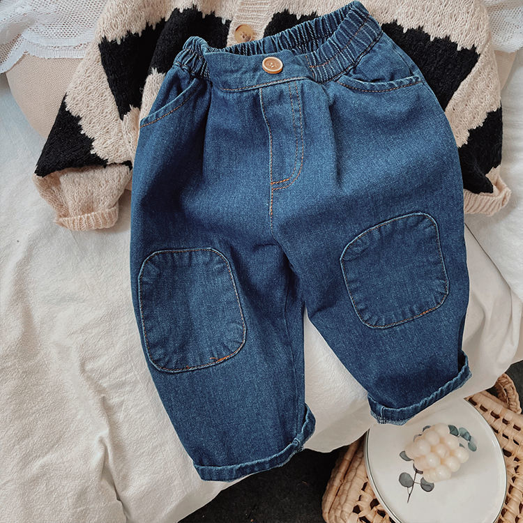 Nuevos niños coreanos 26 primavera y otoño jeans nostálgicos niños niñas rodilla parche bebé zapatos casuales de rábano