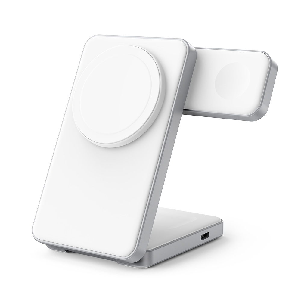 Cargador inalámbrico magnético Qi2 de 15W, de silicona líquida, tres en uno, plegable, de aleación de aluminio.
