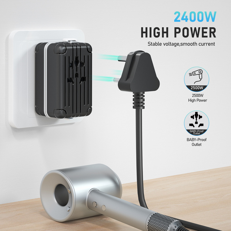 Conversion Plug, Universal International Travel Charger, Multi-Country Portable Overseas British Standard, European Standard with USB Universal