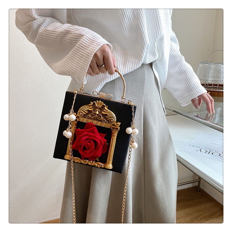 Retro Baroque Angel Flower Chain Shoulder Bag For Women_voghion.com