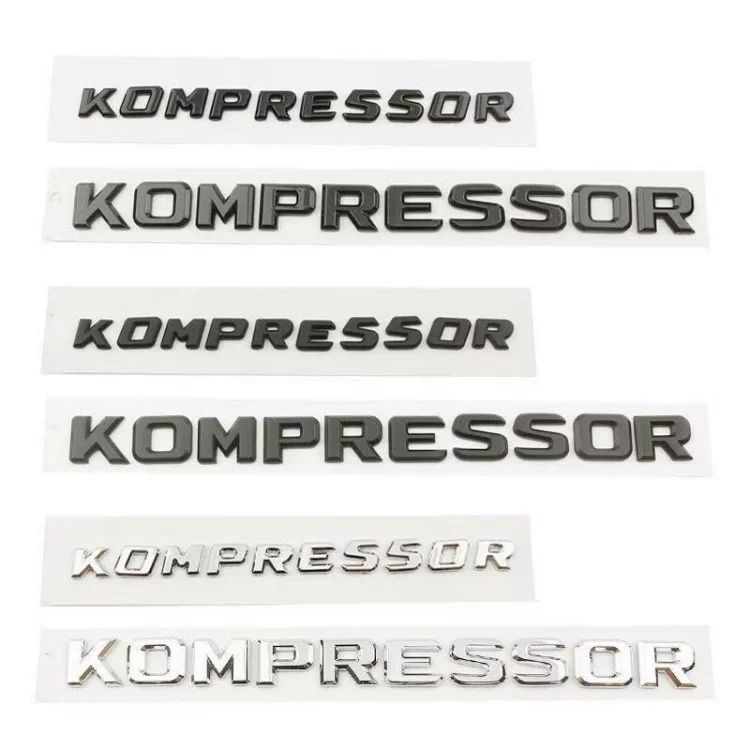 Suitable for Mercedes-Benz C-Class, E-Class, C200, C180, V12, V8 models; lettered rear emblem, KOMPRESSOR English car sticker