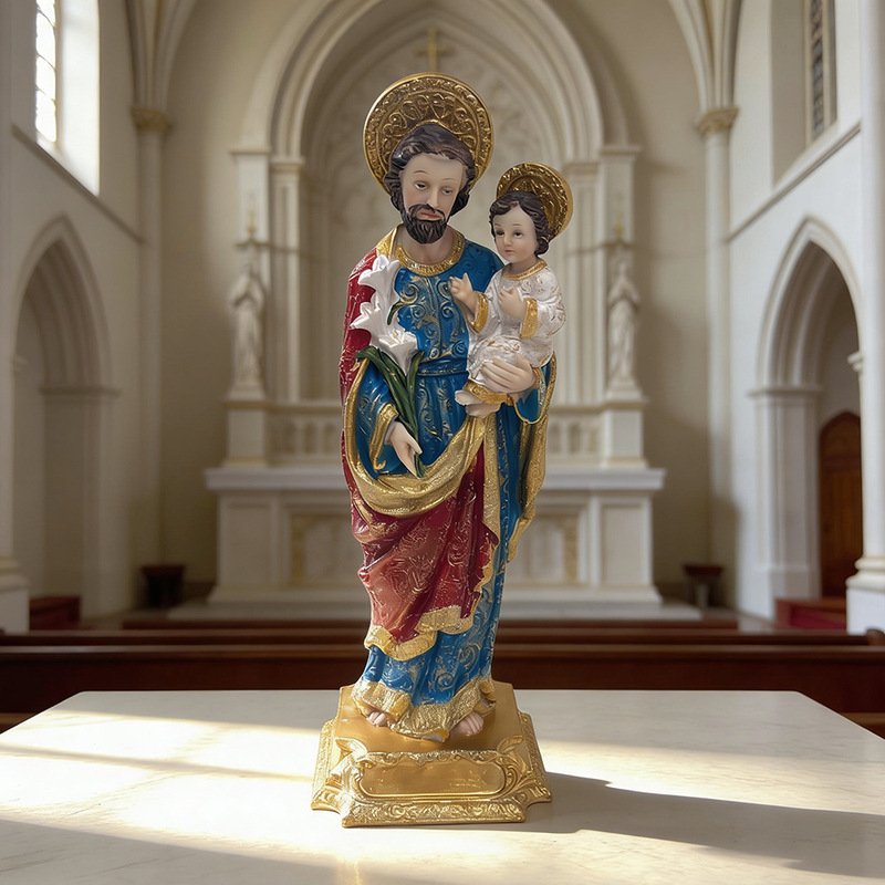 Cross-Border Father's Day Gift: 20cm Tall Joseph Resin Figurine Holding Child, Desktop Craft Decoration Cross-Border Father's Day Gift: 20cm Tall Joseph Resin Figurine Holding Child, Desktop Craft Decoration