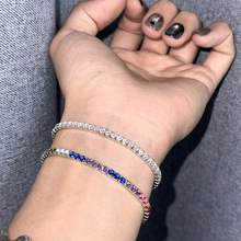 跨境S925纯银莫桑钻网球手链手环男锆石女士时尚银首饰饰品银批发