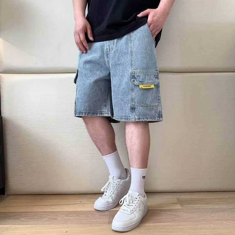Summer Tooling Denim Shorts Men's Trendy Brand Loose Plus Large Size Outer Wear Five-point Pants Fashionable Fat Pants