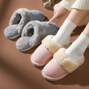2022 new autumn and winter wholesale thickened and velvet warm men and women indoor non-slip cotton slippers for home couples
