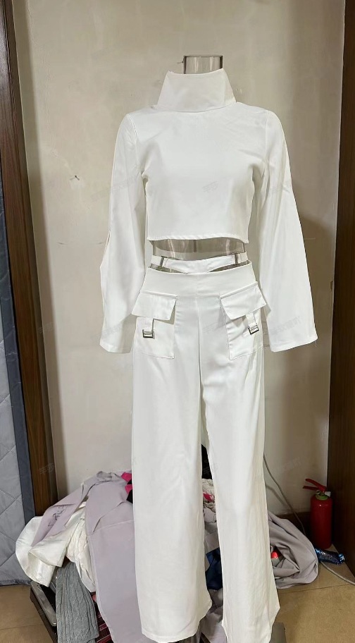 574g Weight Casual Daily Women's Streetwear Solid Color Polyester Hollow Out Pant Co-ord Set Pants Sets