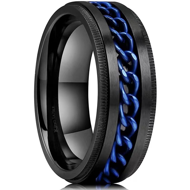 Geometric Pattern Simple Style Geometric Titanium Steel Plating Unisex Rings