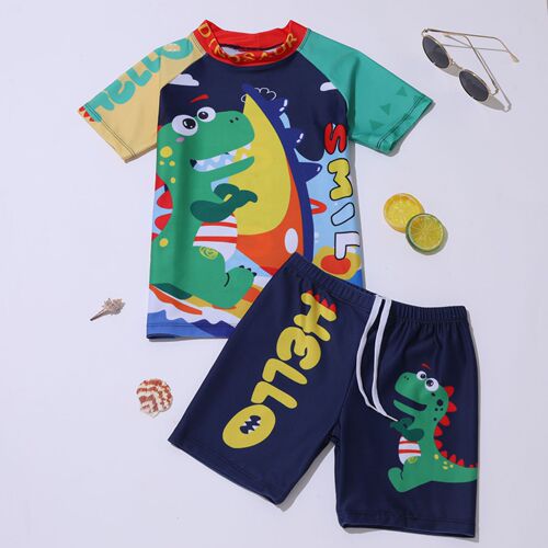 Cartoon Children's Swimwear for Boys, Unisex, S, M, L, Flat-Footed, Separate Swimwear, Quick-Drying Swim Trunks Set, Very Cute