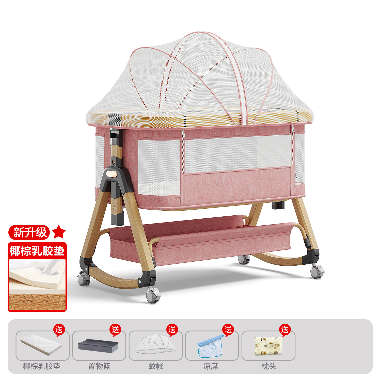Cama de aleación de aluminio móvil portátil cuna cama plegable multifuncional bb cama recién nacida cama de empalme