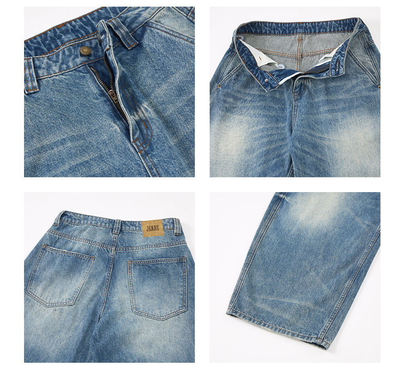 LKTM Men's Vintage Light Wash Baggy Jeans Relaxed Fit Wide Leg Bootcut Trousers with Whisker Distressing_viptrois.com