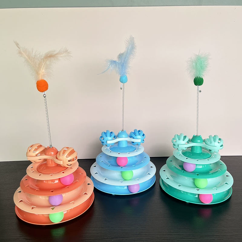 Новая амазонка четырехслойная игрушка кошачий принадлежности дразнит кота Интерактивный кошачий поворотный стол игровой диск трек мяч из привет игрушка