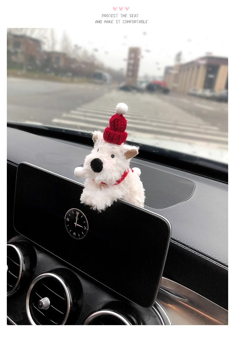 West Highland Car Screen Ornaments Scribbled Puppy Car Waiver Central Control Screen Decoration Car Interior Ornaments