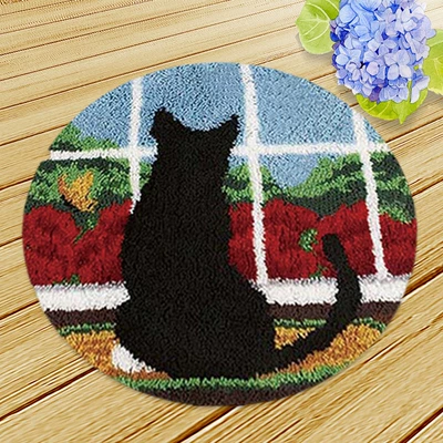 Avtomobil döşəmə paspasları — Cushion Chair Cushion Car Seat Cushion - zd032-black-cat-38cm-white-net-cross