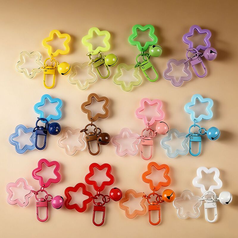 Colorful Acrylic Double Five-Pointed Star Bell Door Hook Hanging Buckle New Creative DIY Paint-Coated Bead Accessories Colorful Acrylic Double Five-Pointed Star Bell Door Hook Hanging Buckle New Creative DIY Paint-Coated Bead Accessories