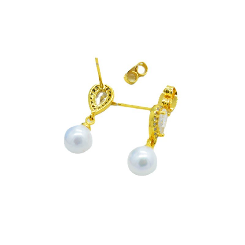 金奕铖饰品 Earrings from pearl, accessory, zirconium