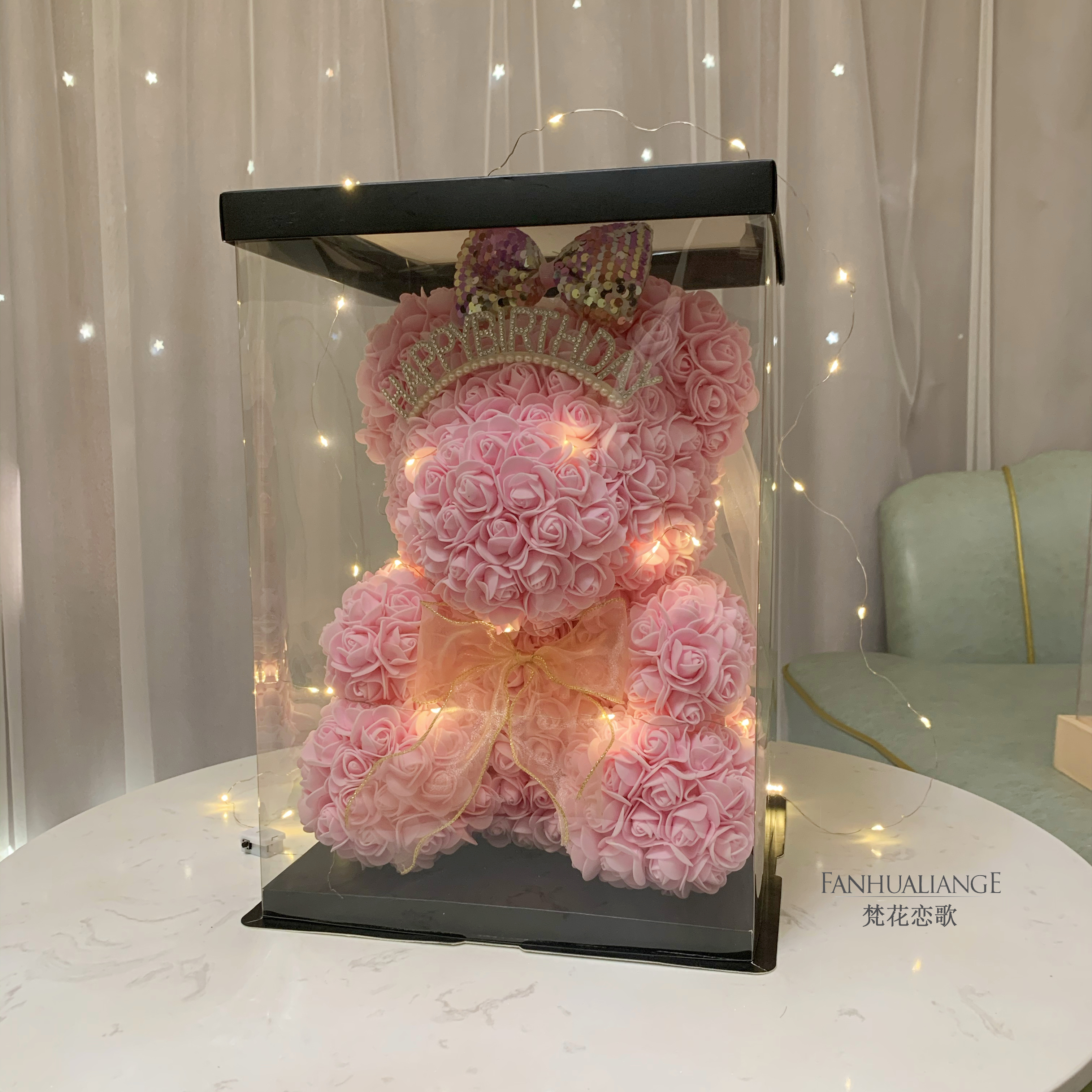 Unicornio flor inmortal rosa ramo caja de regalo de regalo para el día de San Valentín para la novia esposa y amiga