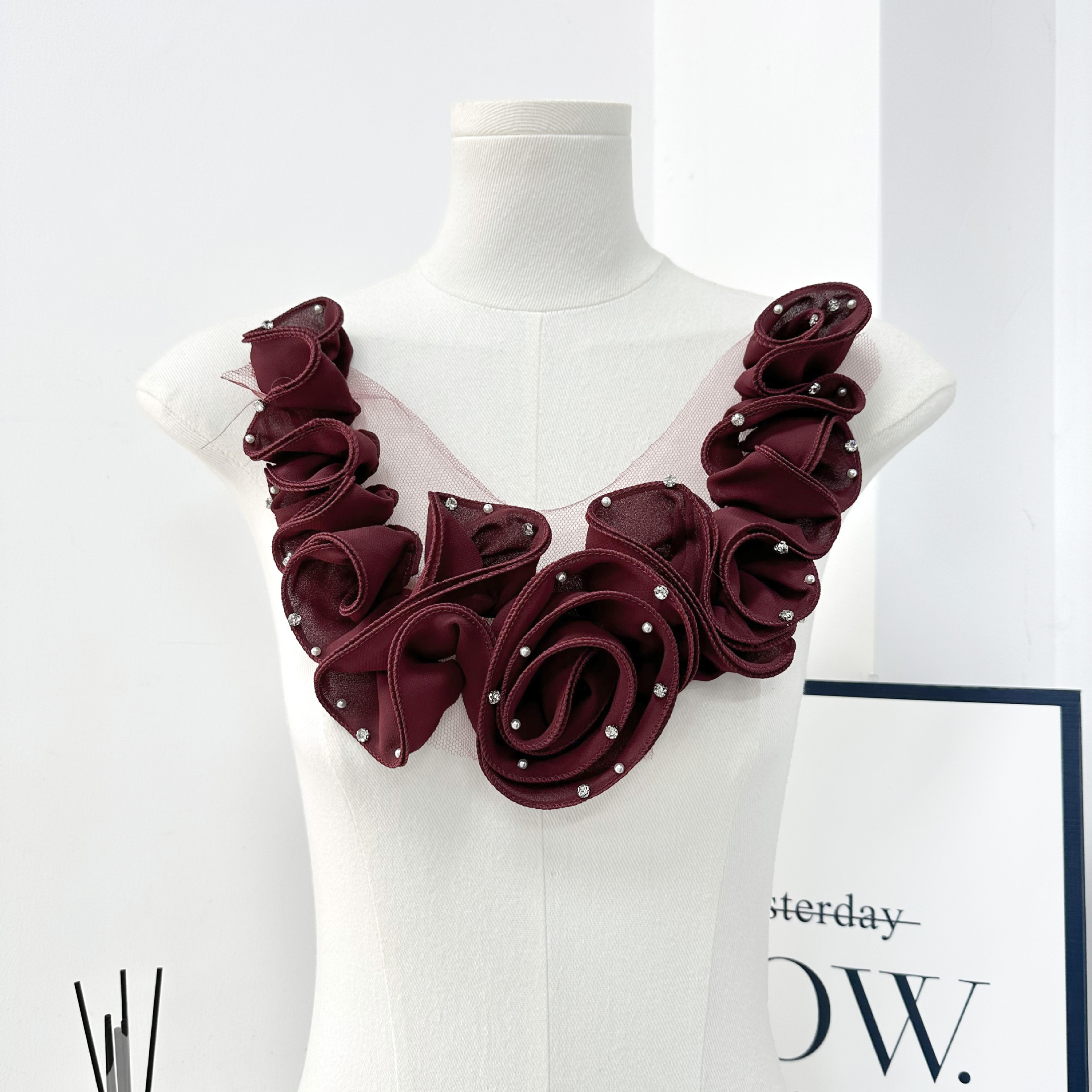Flores transfronterizas supergranas auriculares estereoscópicas flores estereoscópicas accesorios de flores grandes vestidos de boda material de traje de baile