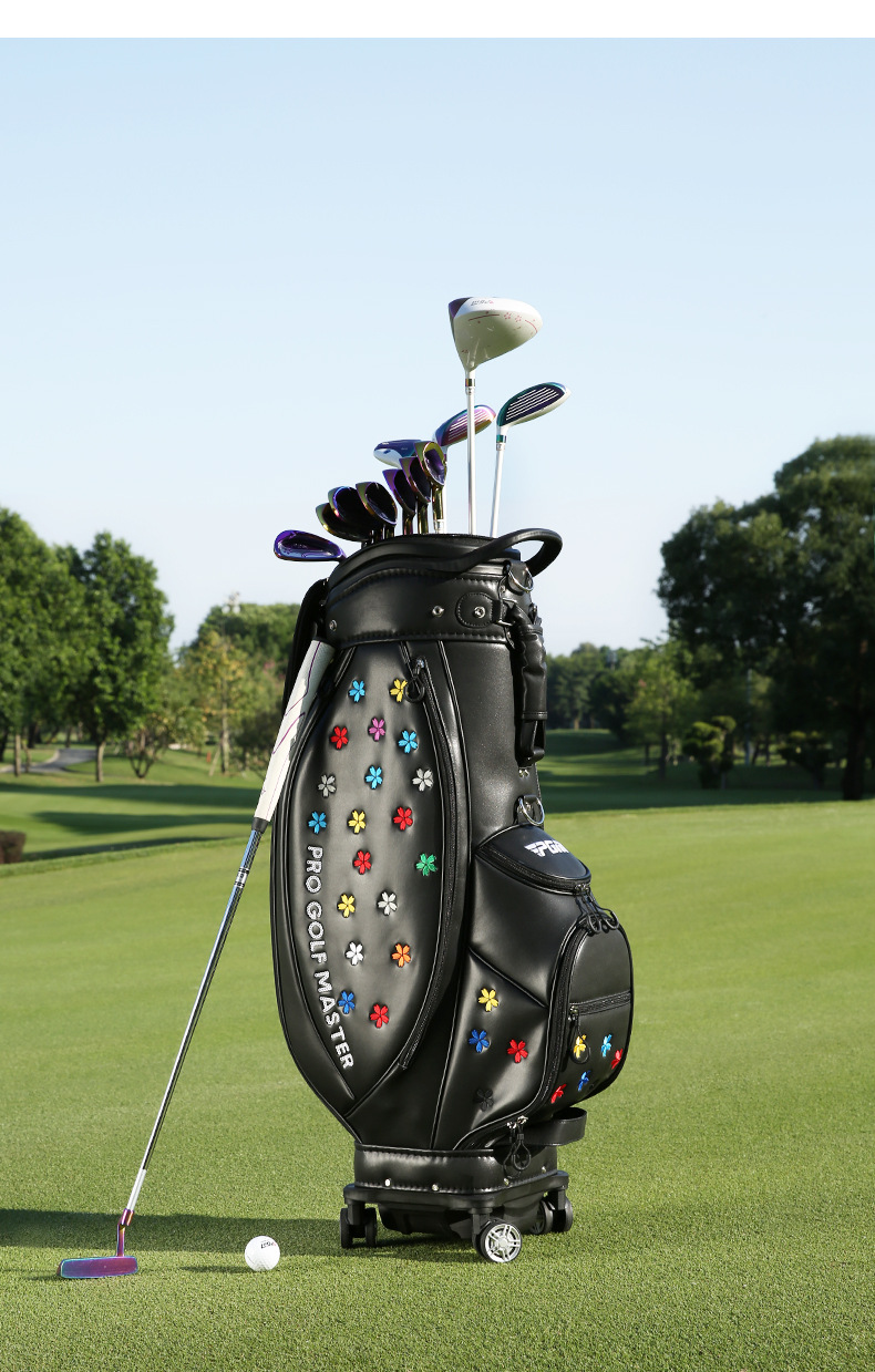 Túi golf PGM bốn bánh đẩy phẳng, thiết kế hoa thêu, kích thước 127×25×29 cm — Qb138-trắng (giao hàng che mưa), QB138-Đen (giao hàng che mưa) chi tiết 12