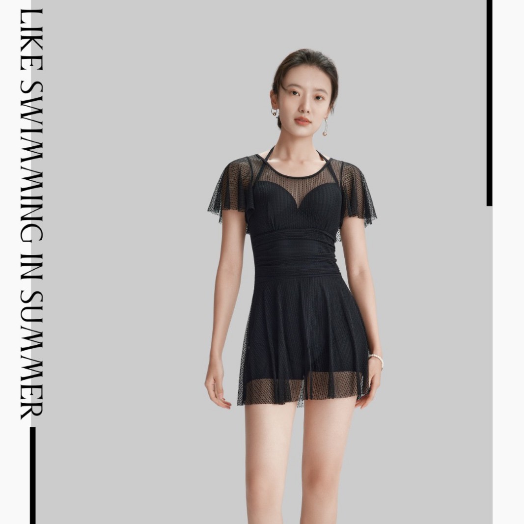 夏艳12506成人游泳衣女新款保守连体平角遮肚显瘦聚拢收腰泳装