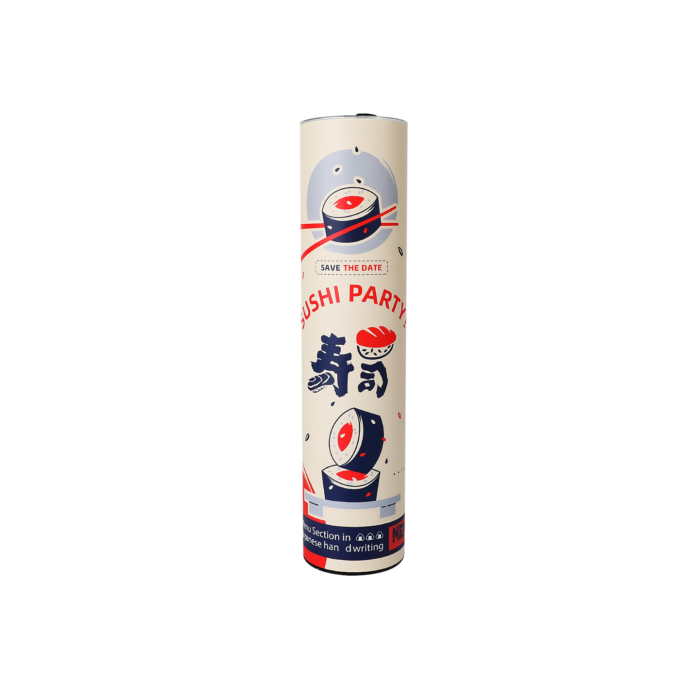 Tubo de Papel Empujable para Sushi de Papel de Grado Alimenticio para Envase de Alimentos