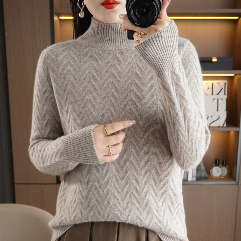 Half turtleneck sweater women's spring autumn and winter new explosions loose bottoming shirt thick jacquard fashionable fashion western style sweater