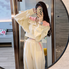 运动休闲套装女秋冬新款韩版洋气时尚炸街卫衣束脚裤子2025两件套
