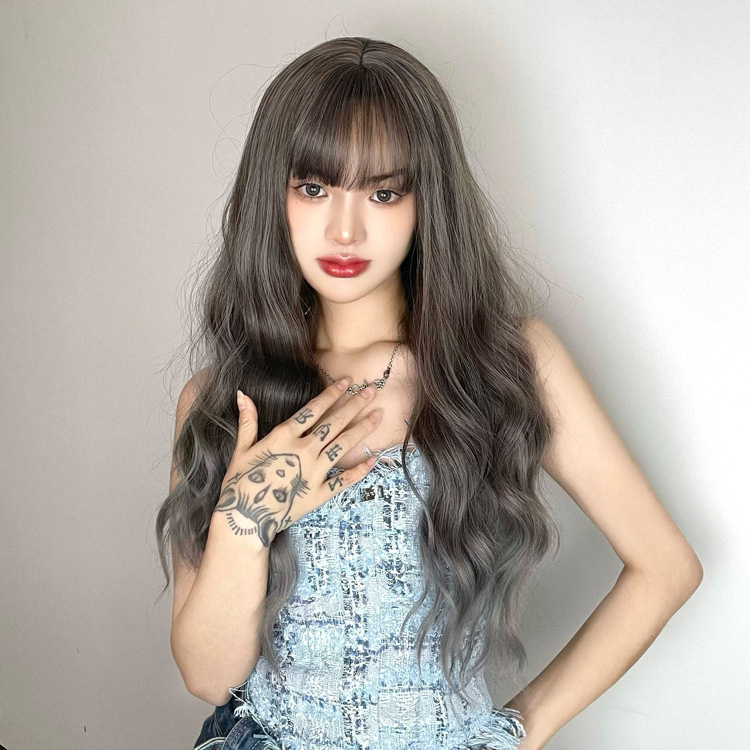 [Fashionable Wavy Air Bangs] Natural and Gentle Style Wig Factory Home Dance Wig