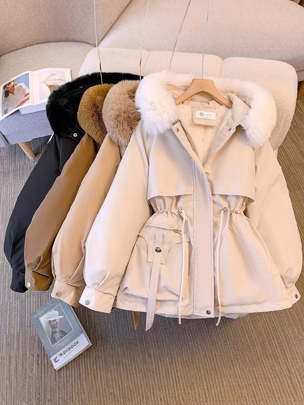2025 Winter New Foreign Trade Down Cotton Jacket with Fleece Lining, All-in-One Winter Coat, Parka, Korean Style Cotton Coat 2025 Winter New Foreign Trade Down Cotton Jacket with Fleece Lining, All-in-One Winter Coat, Parka, Korean Style Cotton Coat