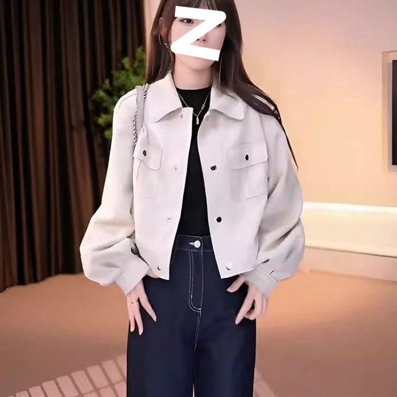 洋气时尚流行春秋新款翻领短外套女韩版宽松休闲显瘦百搭夹克上衣|undefined