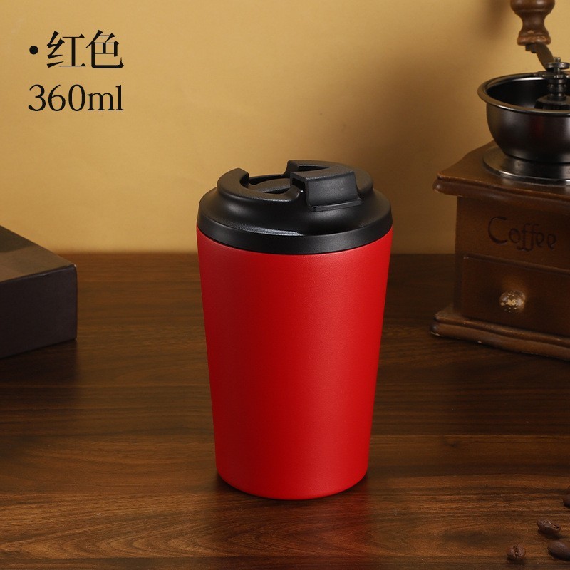 跨境爆款304不锈钢保温杯12oz简约咖啡杯带刻度牛奶杯美式随手杯|undefined