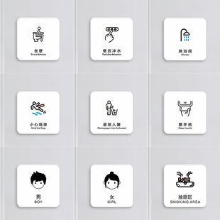 Men's and Women's Toilet Signs Public Toilet Toilet Toilet Sitting and Squatting Toilet Flushing Reminder Post Toilet