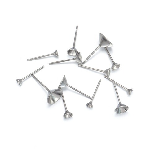 925 silver accessories pearl earring pin ear nail tray bead tray DIY bowl pin empty tray sticky diamond tray jewelry women's ear stud bowl tray