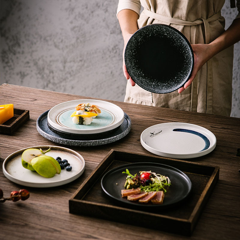 창조적 인 일본식 세라믹 식기 접시 가정용 서양식 스테이크 접시 레스토랑 호텔 식기 스파게티 접시