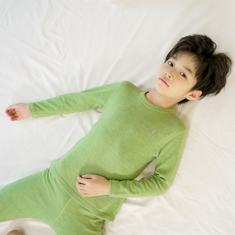 儿童保暖内衣加绒德宝宝睡衣新款打底男女童羊绒蚕丝秋衣秋裤套装|undefined