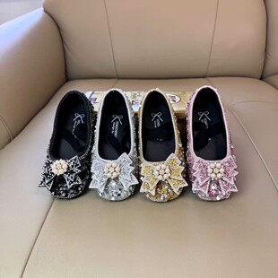 Girls' Shoes Children's Princess Shoes 2024 New Summer Crystal Small Leather Shoes Single-layer Shoes Soft-soled Summer Girl's Baby
