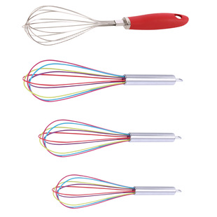 Wholesale baking tools stainless steel manual egg beater to beat cream egg liquid silicone handle stirring rod stirrer