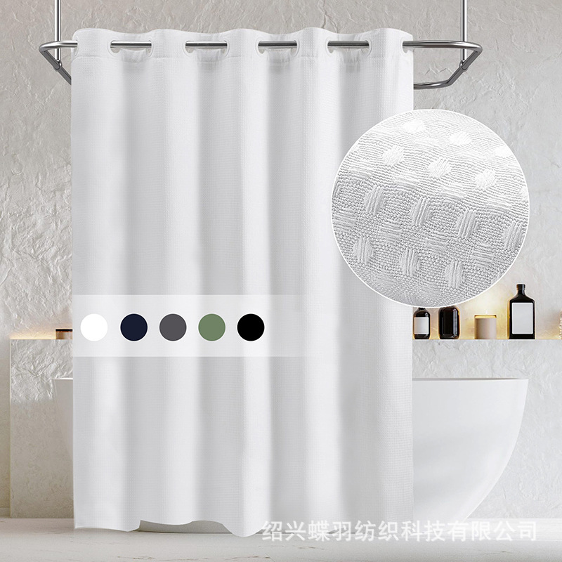 Waffle transfronterizo sólido transparente doble cortina de baño agujero grande anillo sin gancho con forro extraíble Amazon explosión