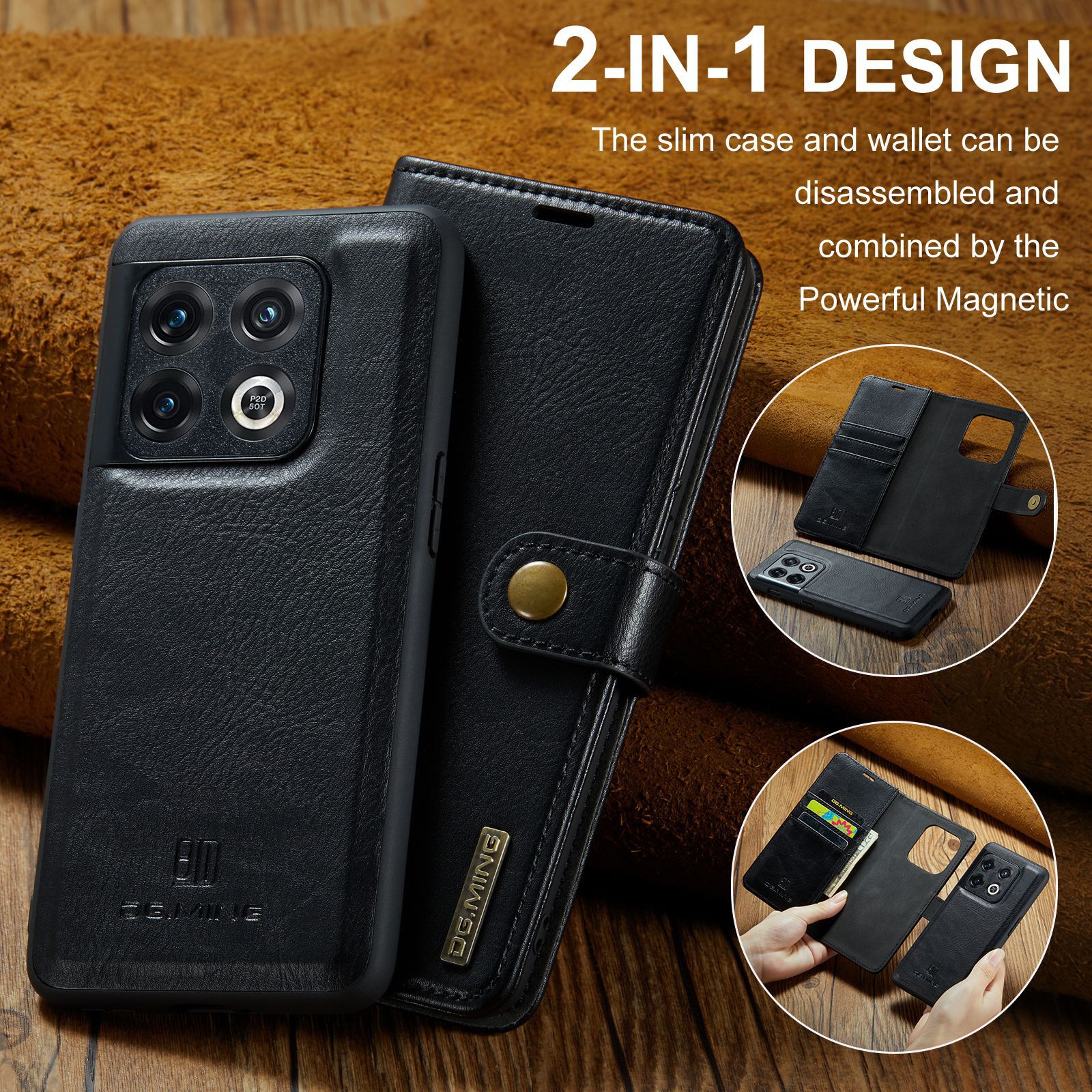 Adecuado para One Plus 1 + 10 Pro funda de cuero dividida magnética One Plus 9RT / Nord2 / N200 teléfono móvil dos en uno con billetera_voghion.com